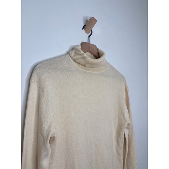 Moda International Silk Cashmere Turtleneck Sweater Size XS Cream Minimalist - Picture 2 of 8